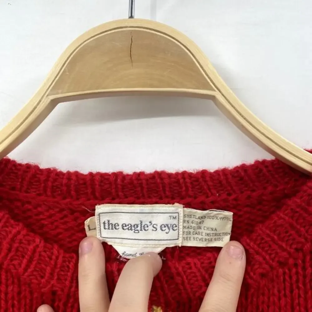 Vintage Christmas Hand‎ Knit Sweater with Present Surprise